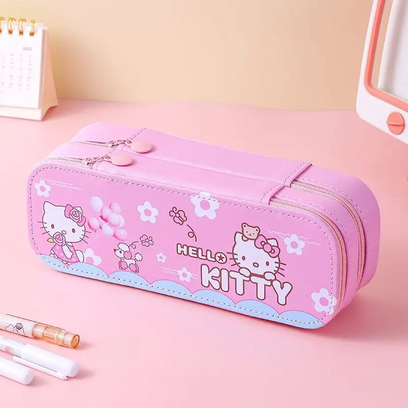 Розовый пенал Hello Kitty двухслойный Sanrio, цвет 03