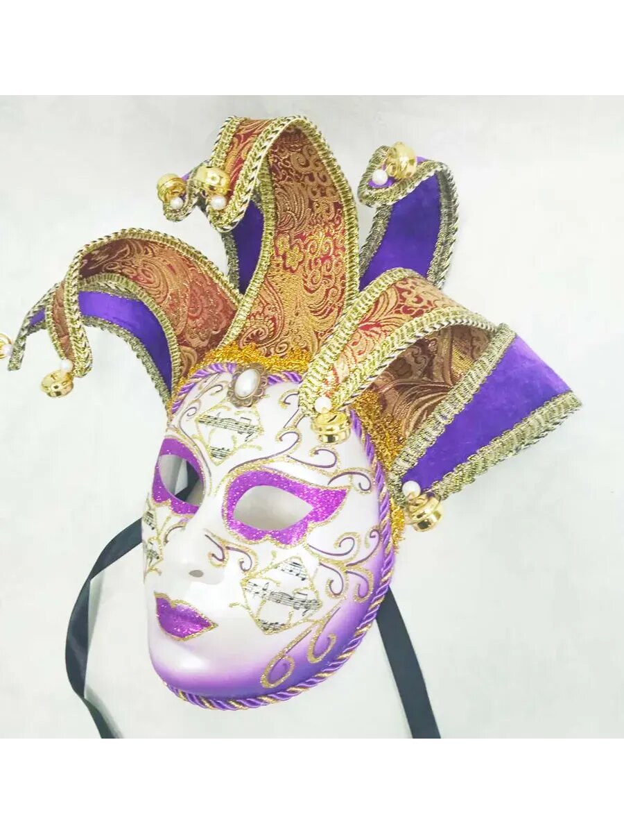 Карнавальная маска Сфера "Венецианская", фиолетовая, на завязках, пластик/текстиль — фото 1