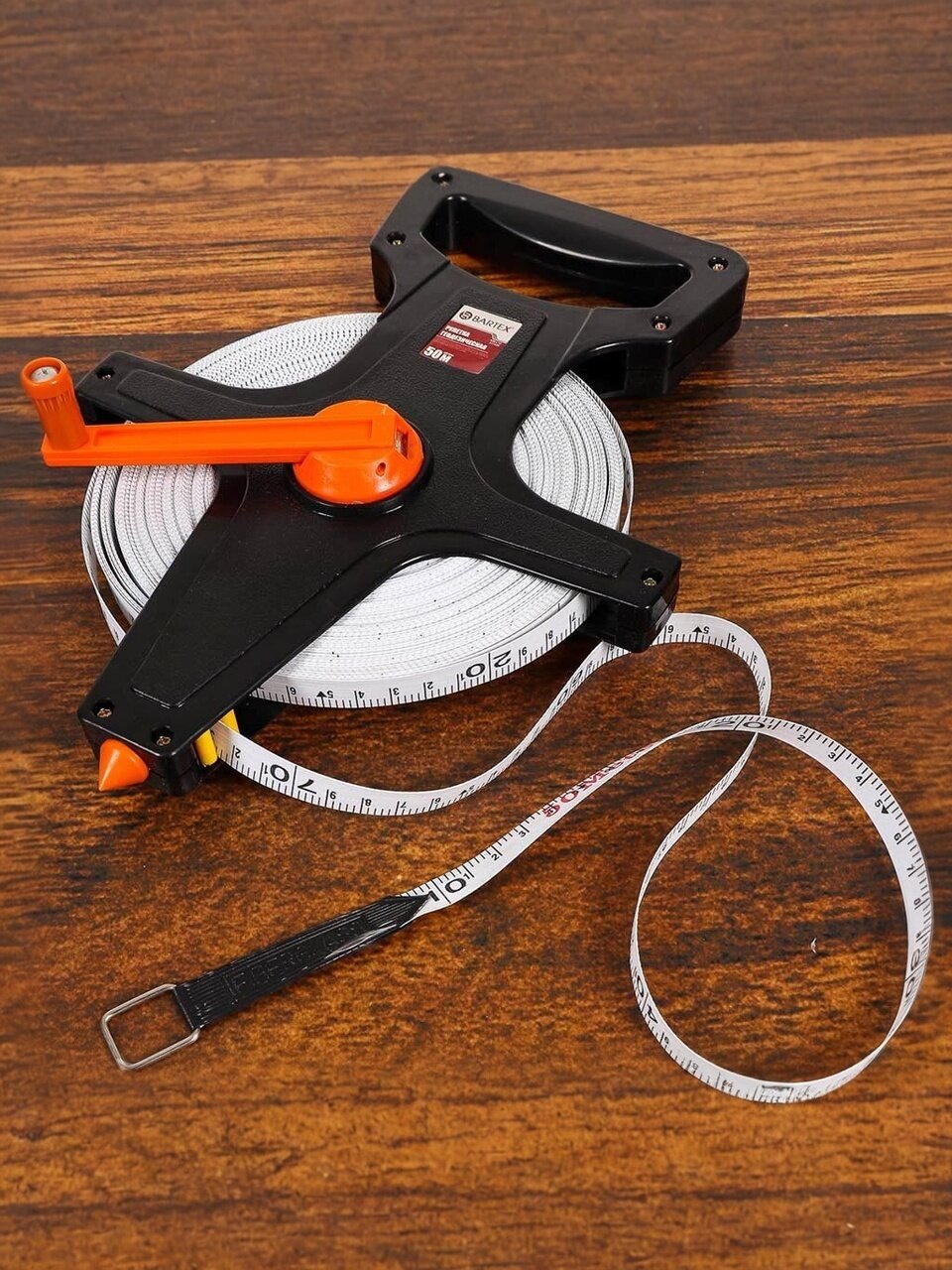 Рулетка геодезическая 50 м лента ПВХ 12.5 мм лента белая матовая открытый корпус Bartex KM-L12