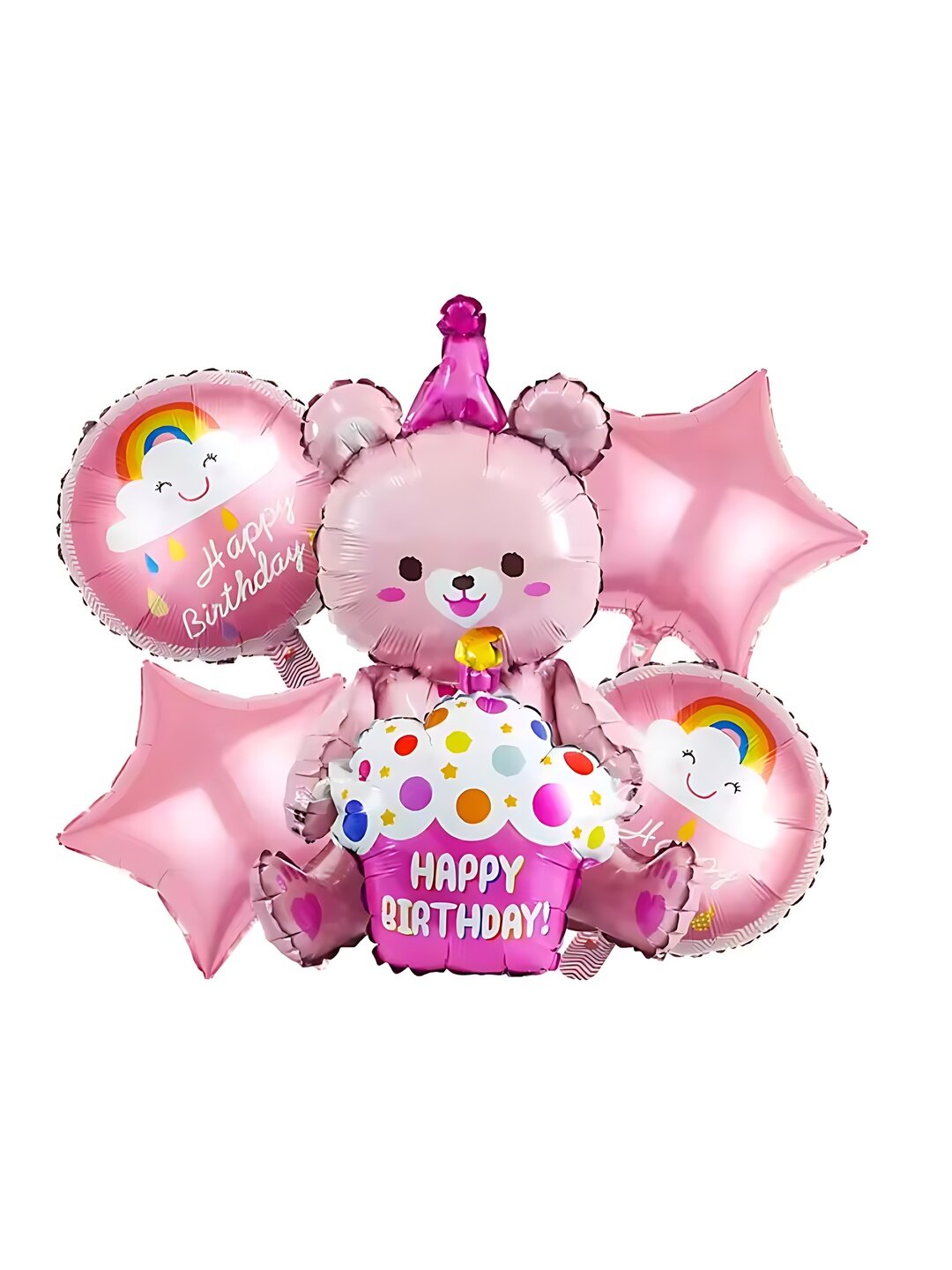 Набор воздушных шаров для декора праздников, фотозон и день рождения для детей и новорожденных. Мишка розовый цвет