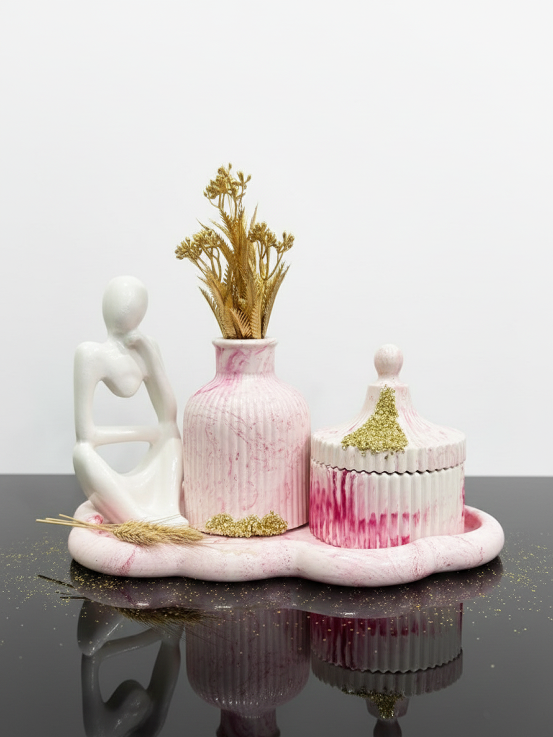 Набор гипсовых декораций, комплект гипсовых изделий, арома свеча