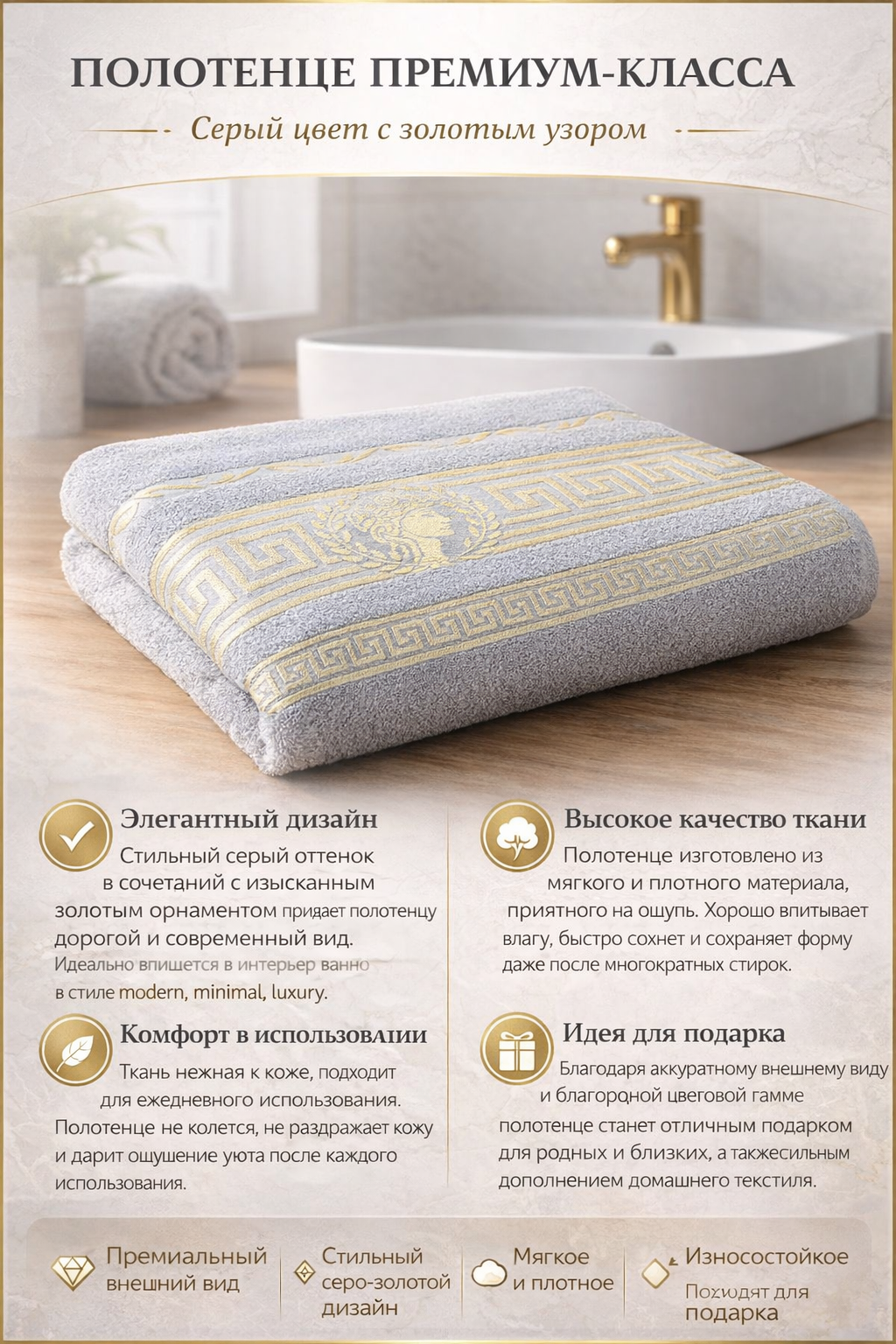 Элегантное полотенце премиум-класса — идеальный подарок для дома