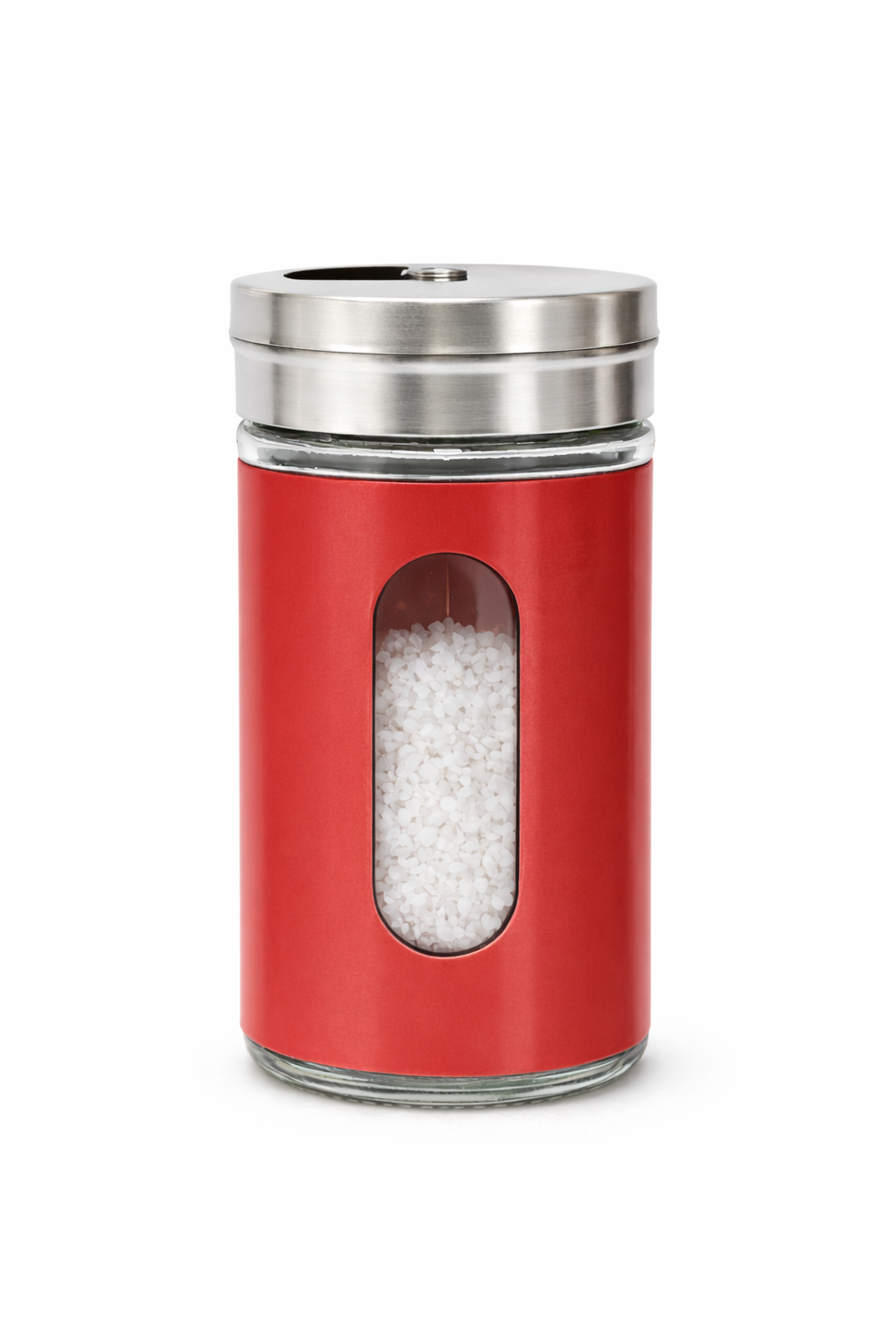 Солонка-перечница, нержавеющая сталь и стекло, цвет красный, высота 8,4 см — фото 1