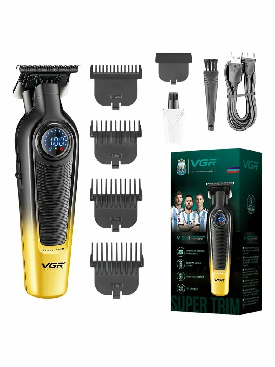 Профессиональная машинка для стрижки волос VGR , с дисплейем , турборежим