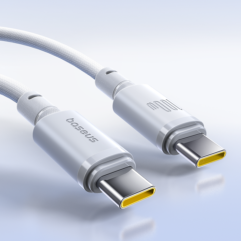 Кабель Baseus Braided 100W USB-C to USB-C "быстрая зарядка" (E0426V02) 2 метра, белый — фото 1