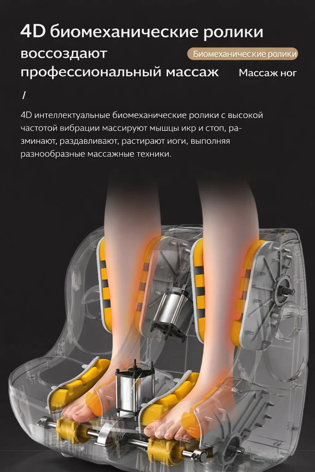 Массажер для ног электрический — роликовый и воздушно-компрессионный массаж, для дома и офиса — фото 1