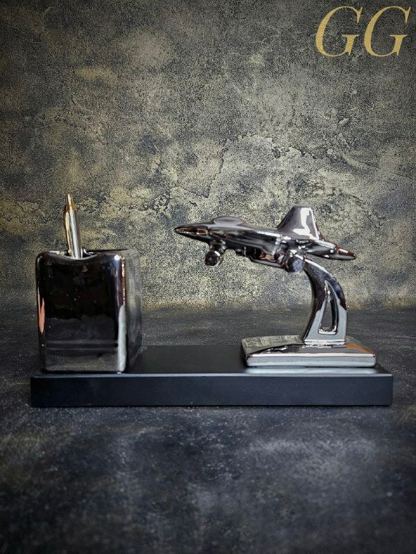 Подставка для письменных принадлежностей самолет, L28 W7,5 H15,5 см