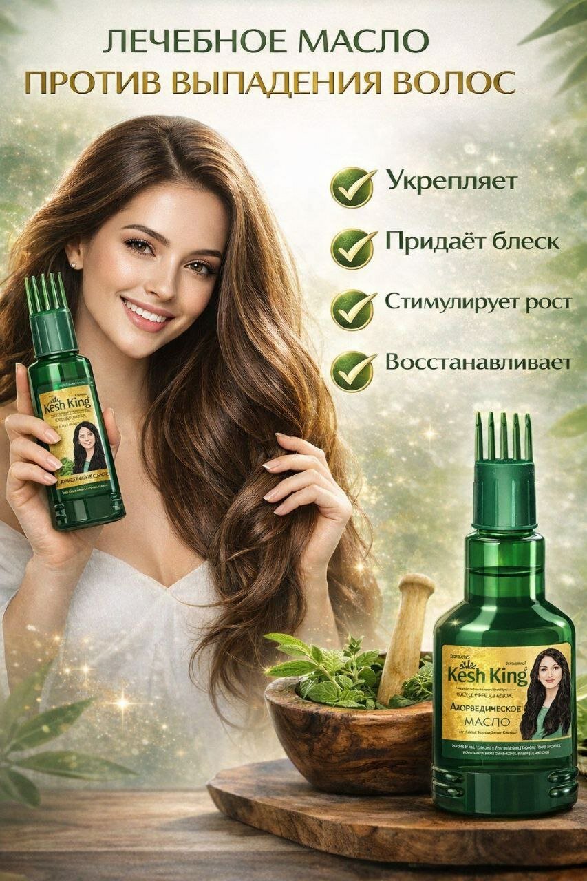 Масло для волос от выпадения Kesh King, для роста, питания, 100 мл