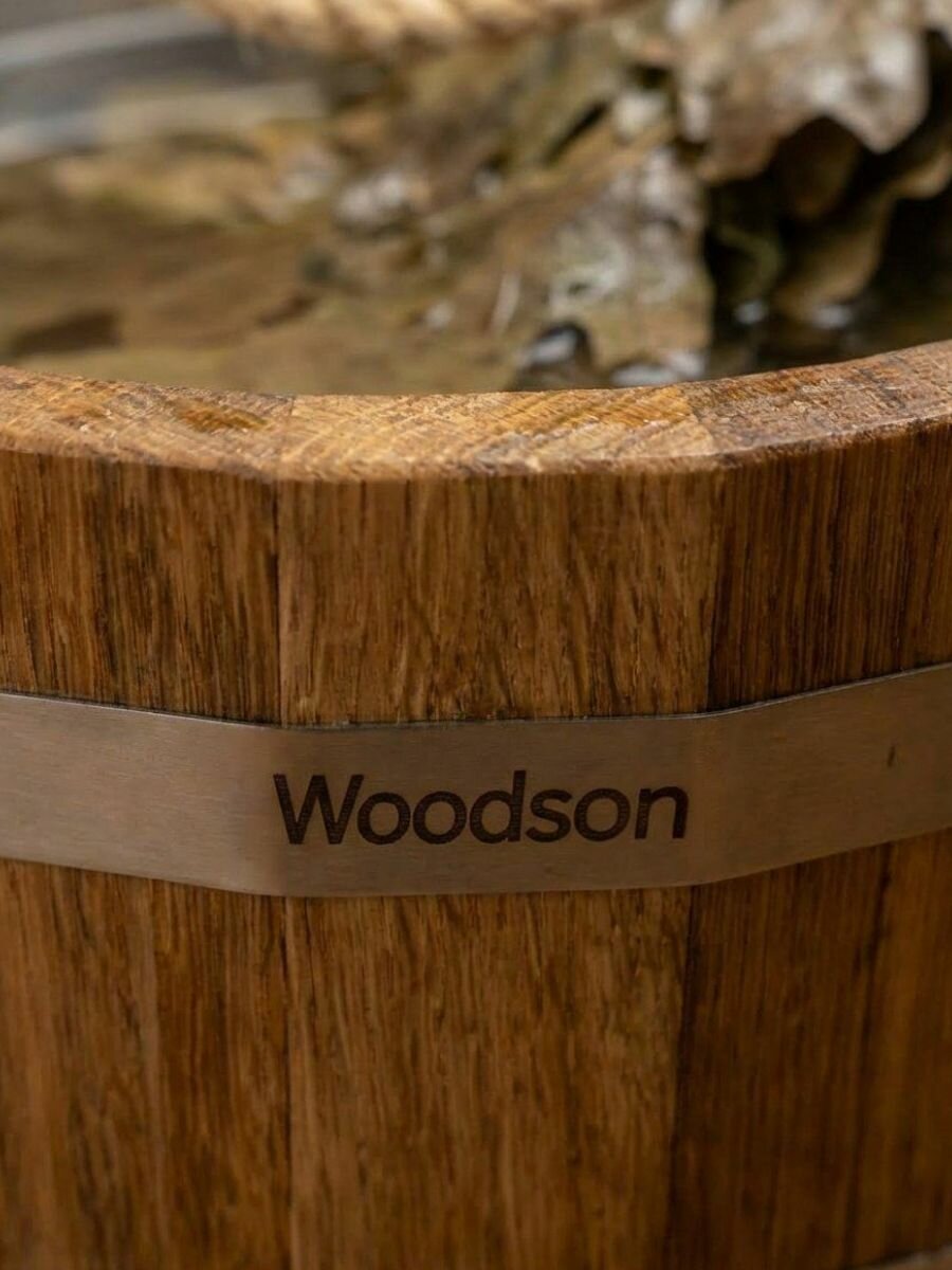 Шайка для бани Woodson с нержавеющей вставкой, 3,5 л, дуб — фото 1