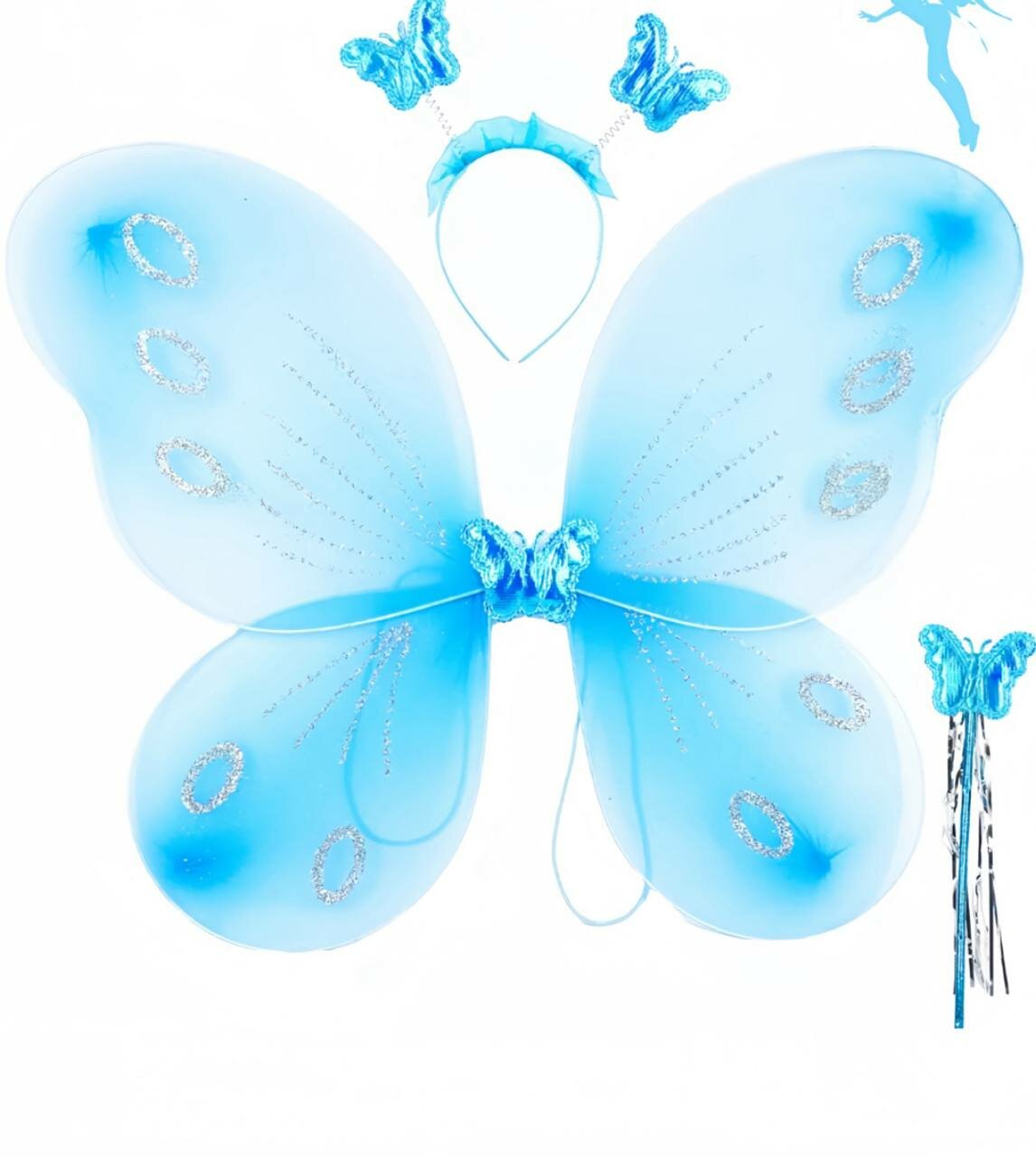 Карнавальный набор "Бабочка", для девочек, крылья бабочки, ободок, палочка