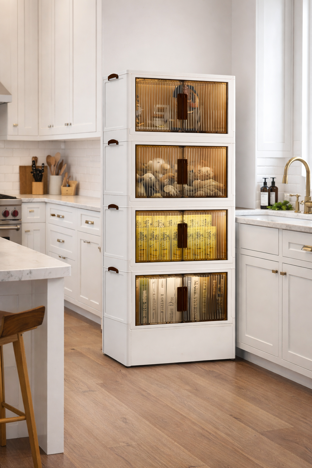 Прямоугольный органайзер с выдвижными ящиками и колесами 3 секции