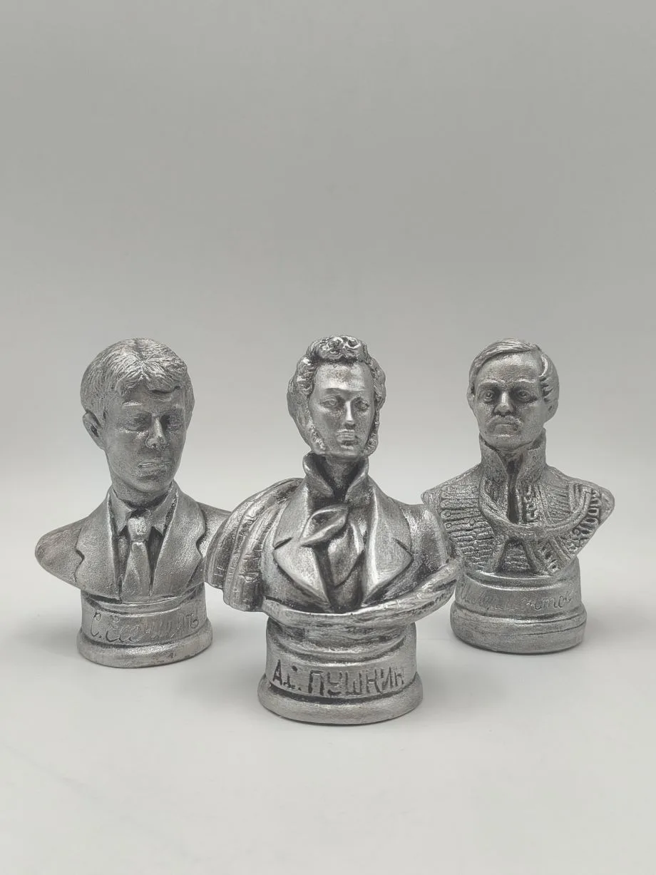Набор из 3 бюстов "Великие русские поэты А. С. Пушкин, С. А. Есенин, М. Ю. Лермонтов"