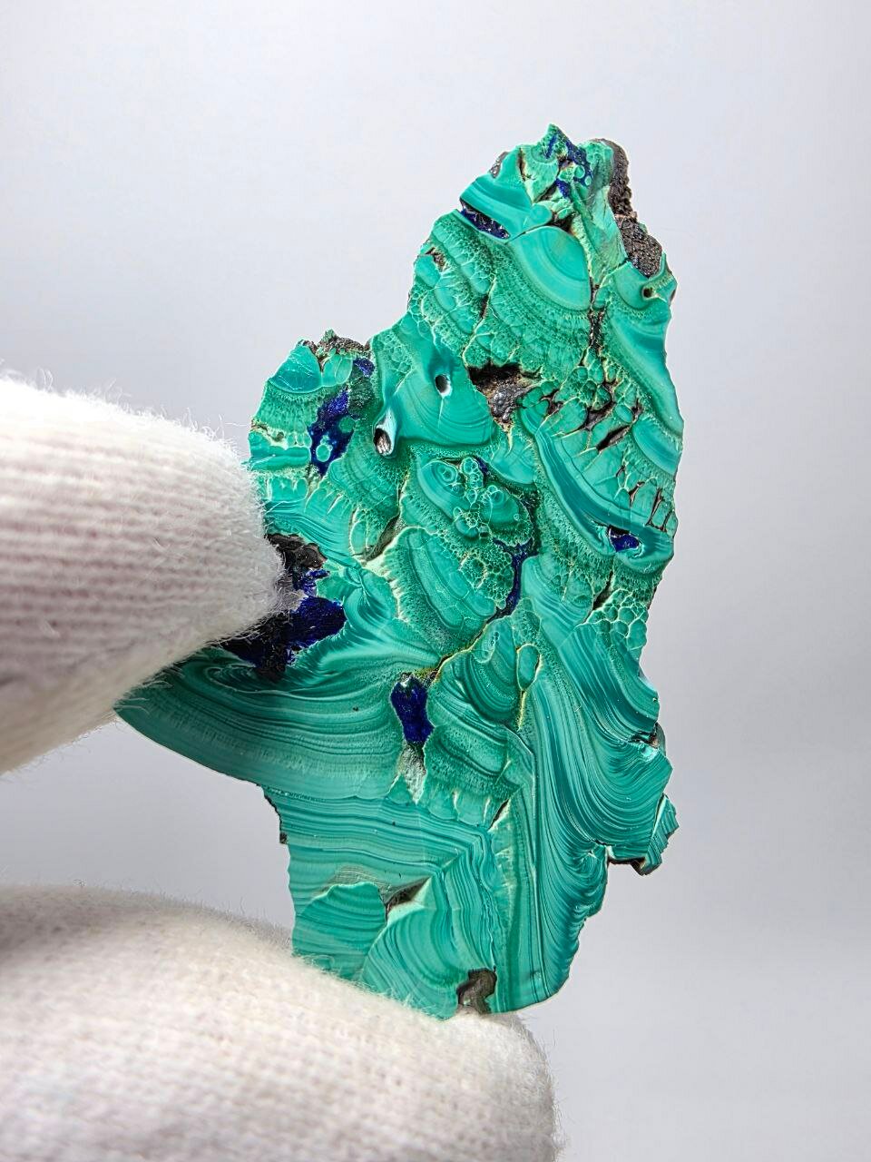 Малахит (полированный) 46 мм, 14 г, Россия, Западная Сибирь