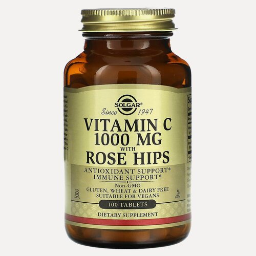 Изображение товара Solgar Vitamin C 1000 with Rose Hips, Витамин С с шиповником 100 таблеток