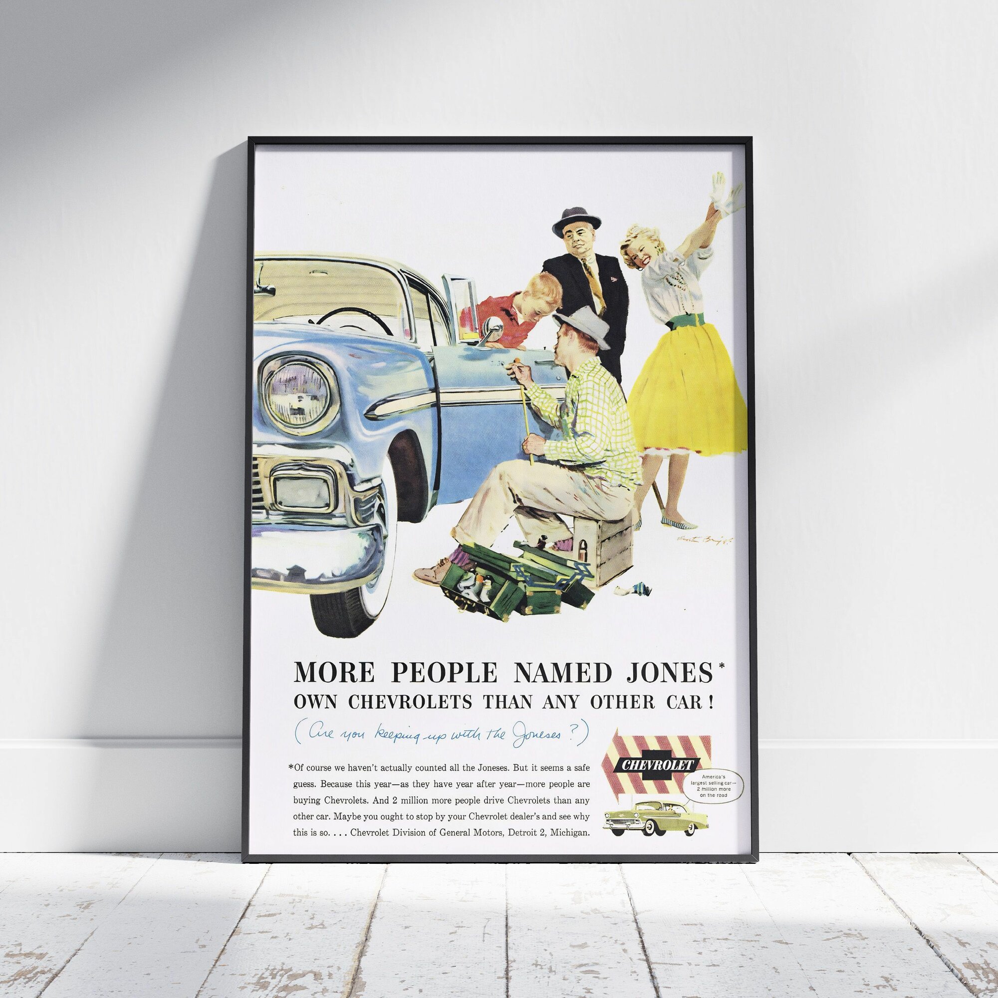 Плакат на стену для интерьера Культовые машины (Chevrolet Bel Air 6) - Постер по легендарным и классическим ретро автомобилям формата А4 (21x30 см)