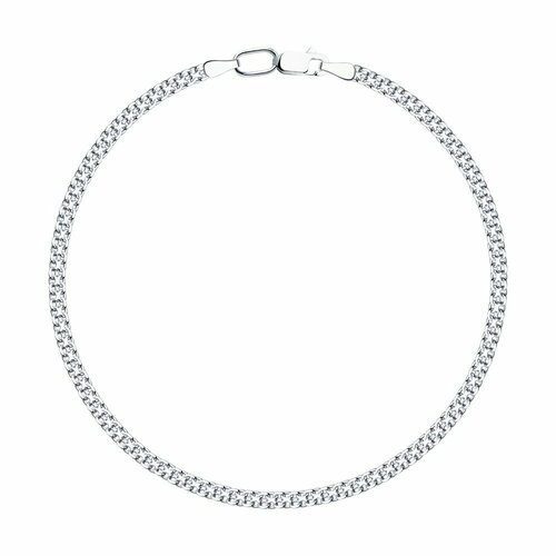 фото Браслет-цепочка diamant, серебро, 925 проба, родирование, длина 17 см., белый