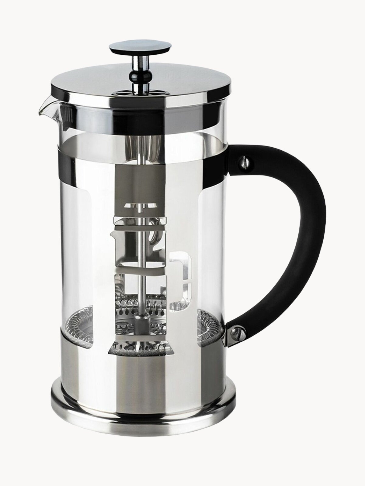 Френч-пресс Italco "Model S", стеклянный корпус, серебристый, 600мл