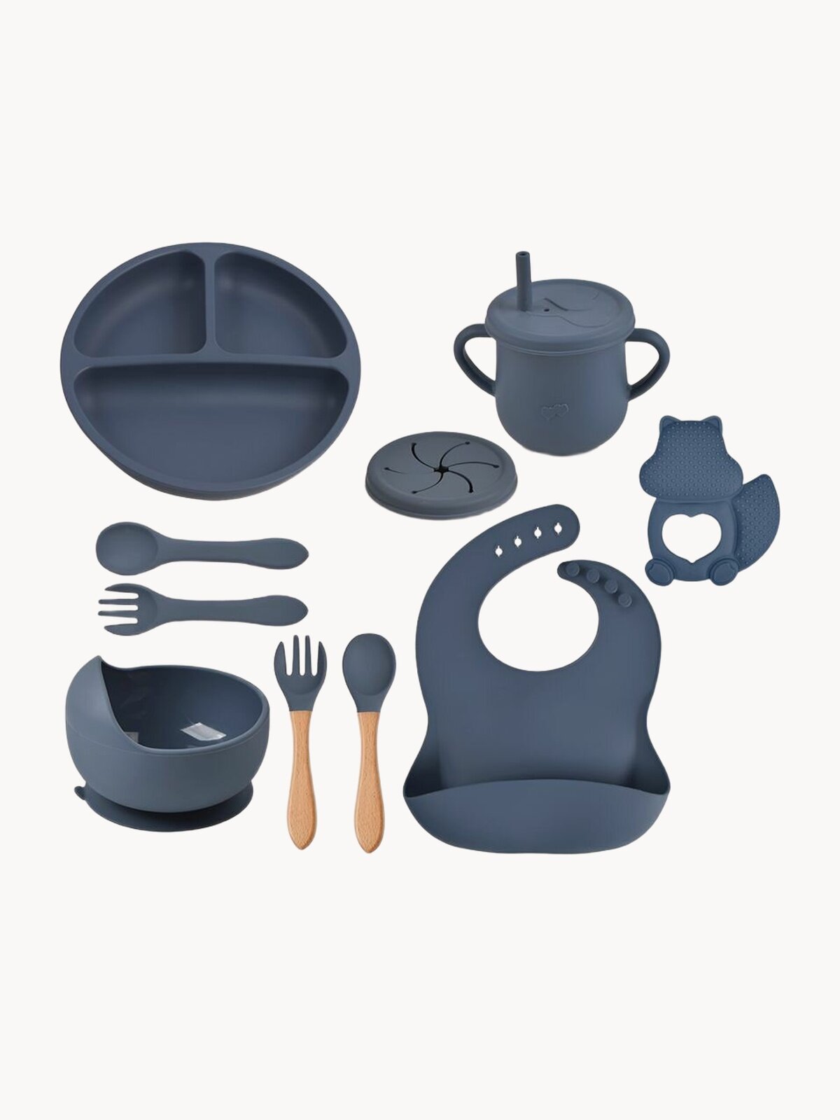 Набор детской посуды из 12 предметов для кормления силиконовый