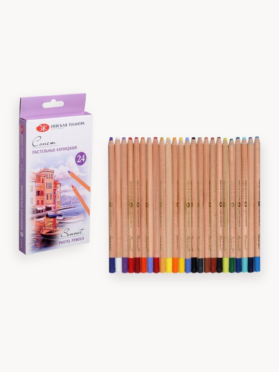 Карандаши пастельные цветные Невская палитра Сонет, 24 цвета 132411521