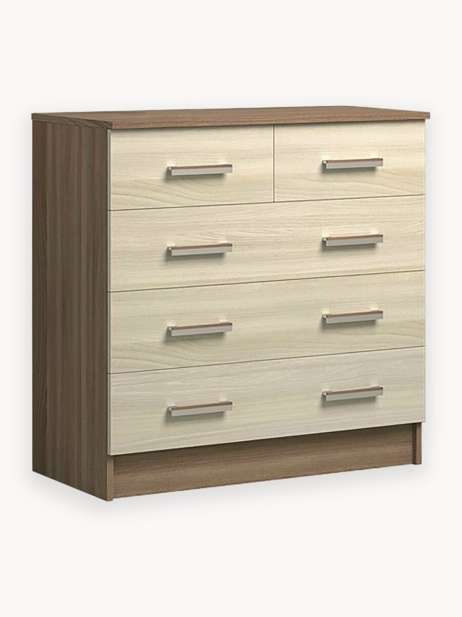 Комод К800 3/2 Ясень Шимо темный/светлый, ЛДСП, с ящиками, для спальни, прихожей, гостиной, 800x830x440, ЭРА