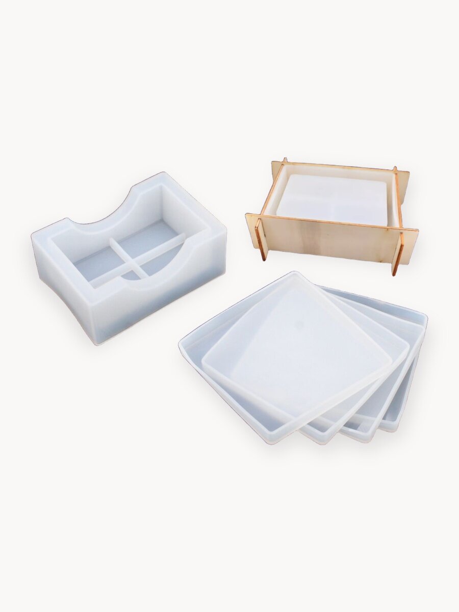 Силиконовый молд набор 5 в 1, подставки подстаканники, COLOR Si