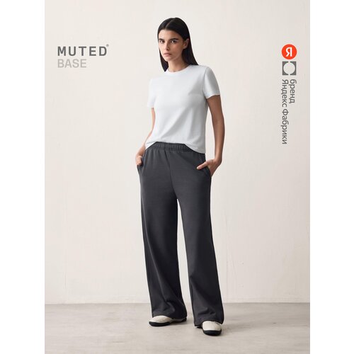 фото Брюки muted base прямого кроя из смесового футера, размер 5xl, серый