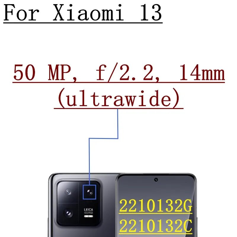 Передняя и задняя камеры для Xiaomi Mi 13 Pro, полный комплект, задняя и основная Mi 13 Wide