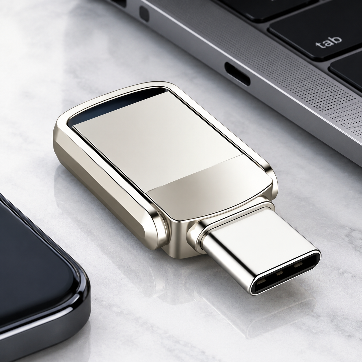 USB-накопитель Type-C 2ТБ, OTG (Цвет товара: серебристый)