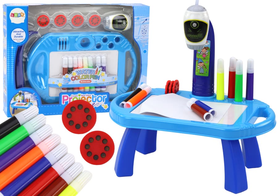 Набор для рисования Lean Toys столик для рисования с проектором, синий