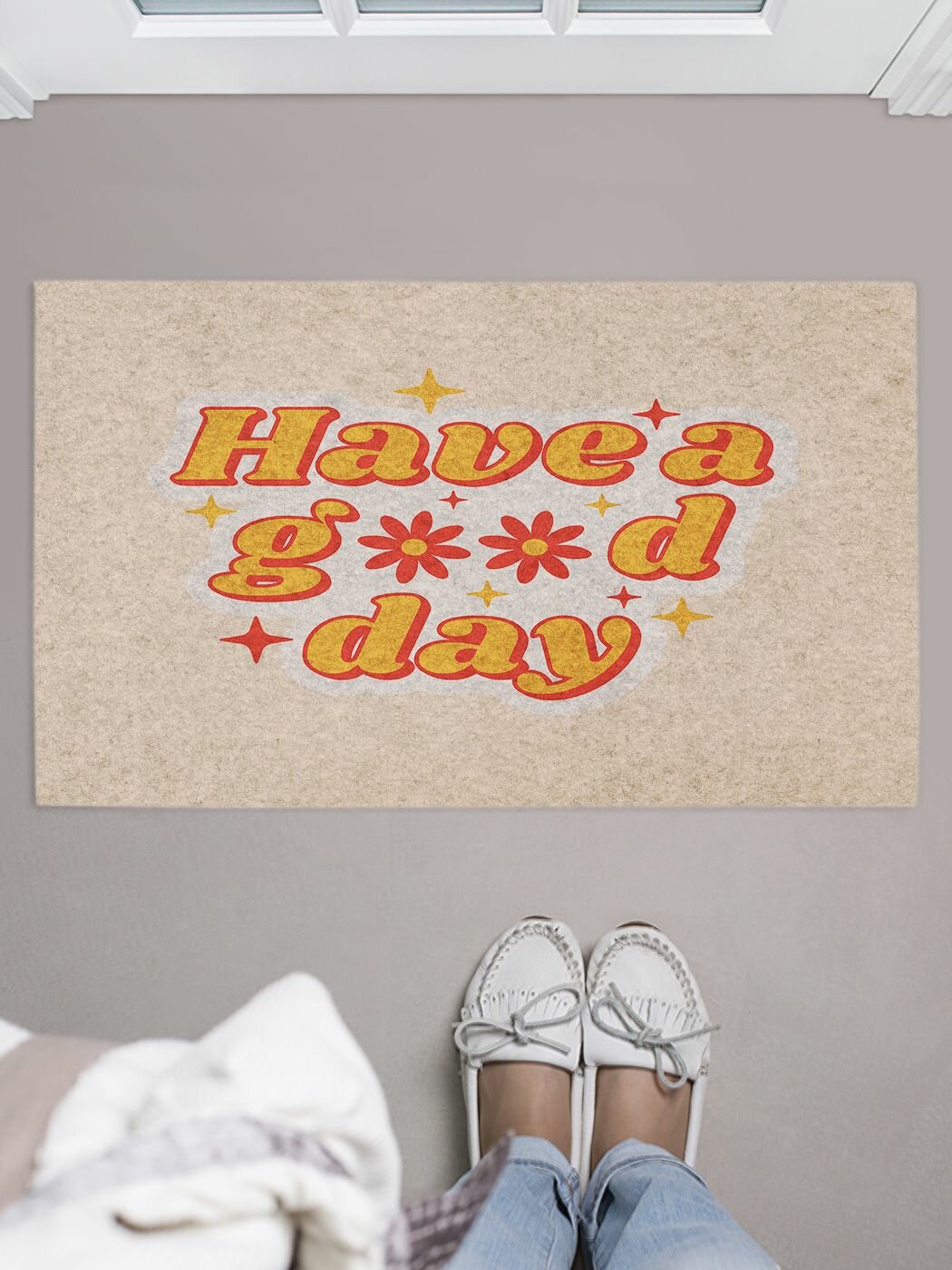 Коврик придверный в прихожую с принтом "Пожелание" 45 на 75 см , JoyArty