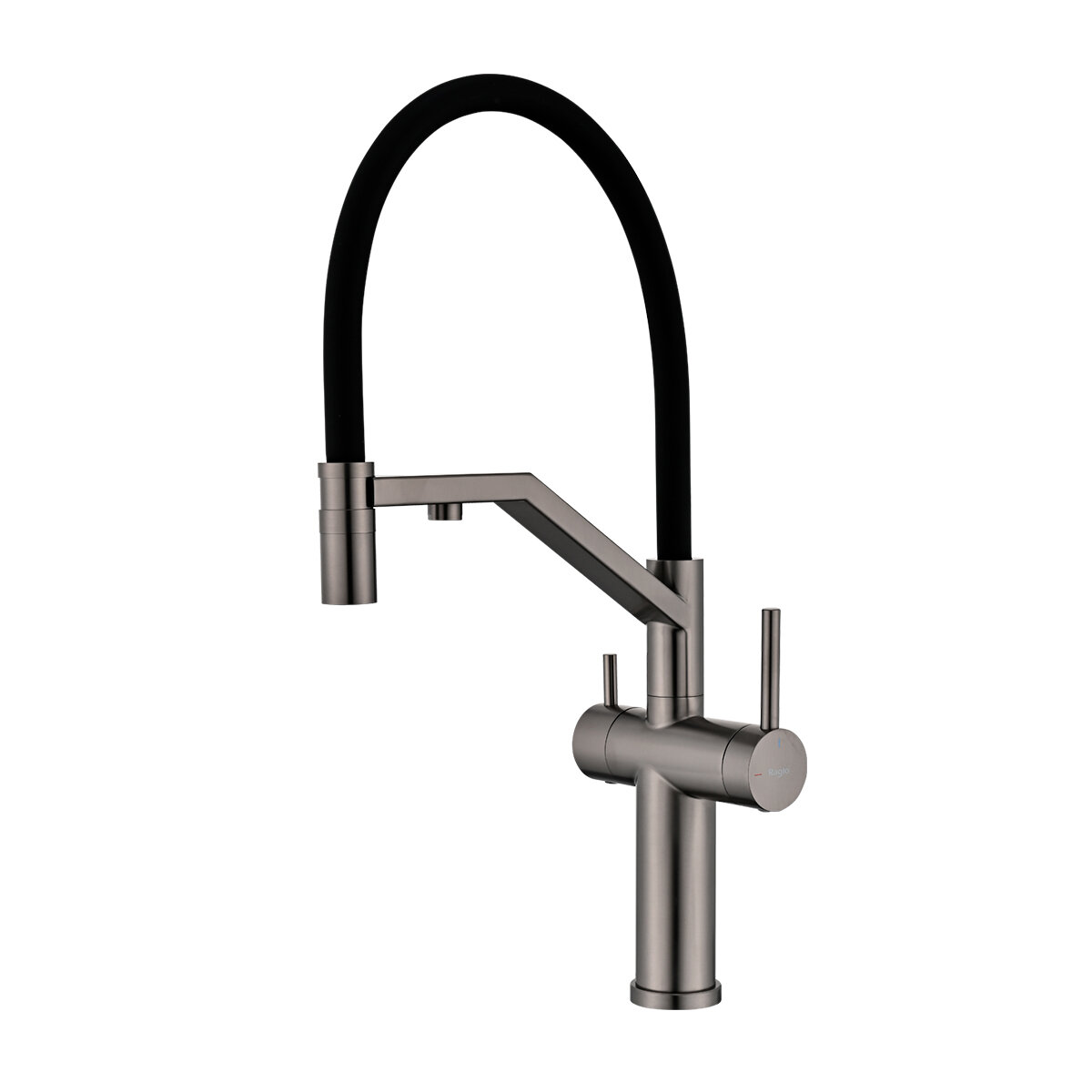 Смеситель Raglo R20.62.09 для кухни, с поворотным изливом, с фильтром, нержавеющая сталь, цвет графит