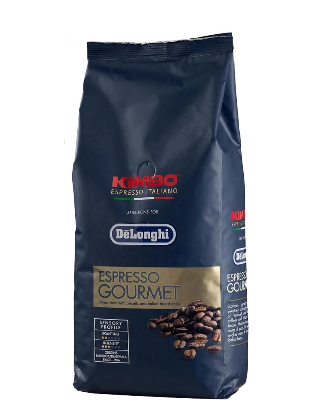 Кофе в зернах De'Longhi × Kimbo Espresso Gourmet, 1 кг — премиальный зерновой кофе с насыщенным вкусом