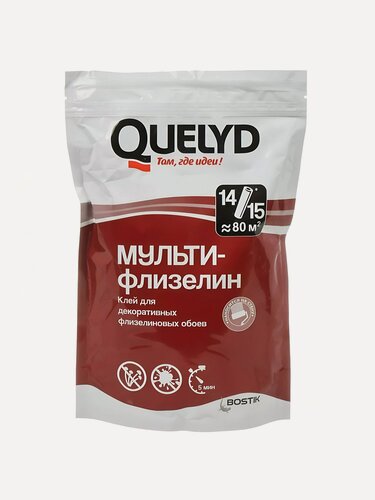 Изображение товара Клей для флизелиновых обоев Quelyd Мульти Флизелин 450 г в удобной упаковке зип-пак для качественного ремонта дома