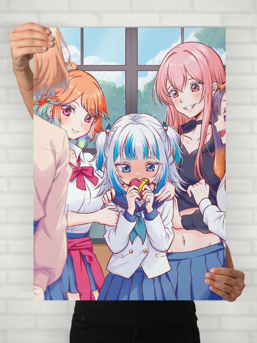 Плакат на стену для интерьера Виртуальные Ютуберы (Virtual Youtubers 4) - Постер по медиа и интернет звезде формата A2 (42x61 см)