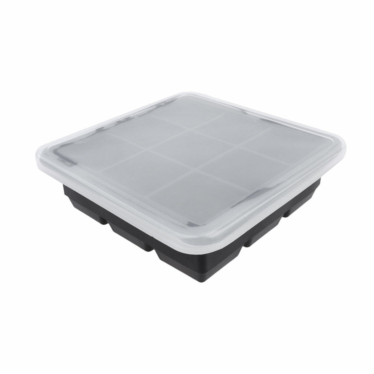 Форма Для Льда Из Силикона Продуктового Класса С Крышкой 9 Ячеек 12 3*12 3Cm Чёрный