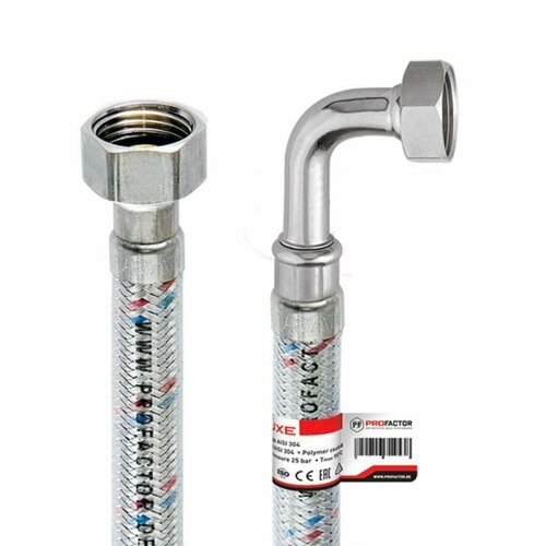 фото Подводка для воды 1/2"х0.6 м, г-г, угловая, сталь, полимер, profactor