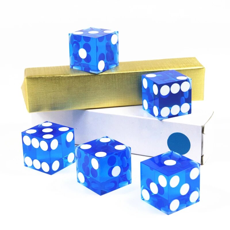 Акриловые игральные кости D6, синие, 19 мм, 5 шт