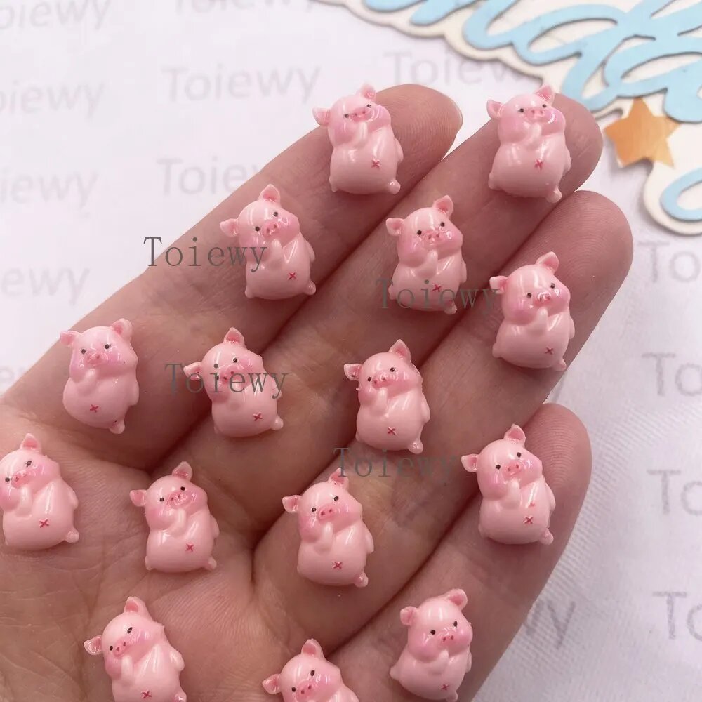 Мини-фигурки поросят из смолы, розовые, 50 шт.