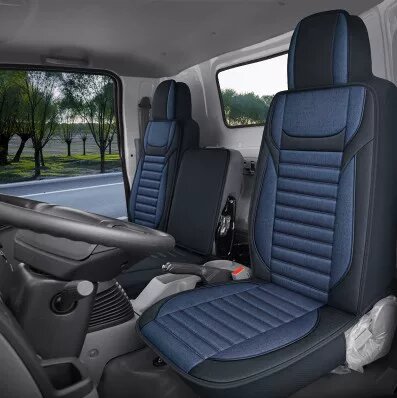 Чехлы для сидений автомобилей JAC J3/J5/J6, 3-местные, стандартная версия, черно-синий, хлопок и лен