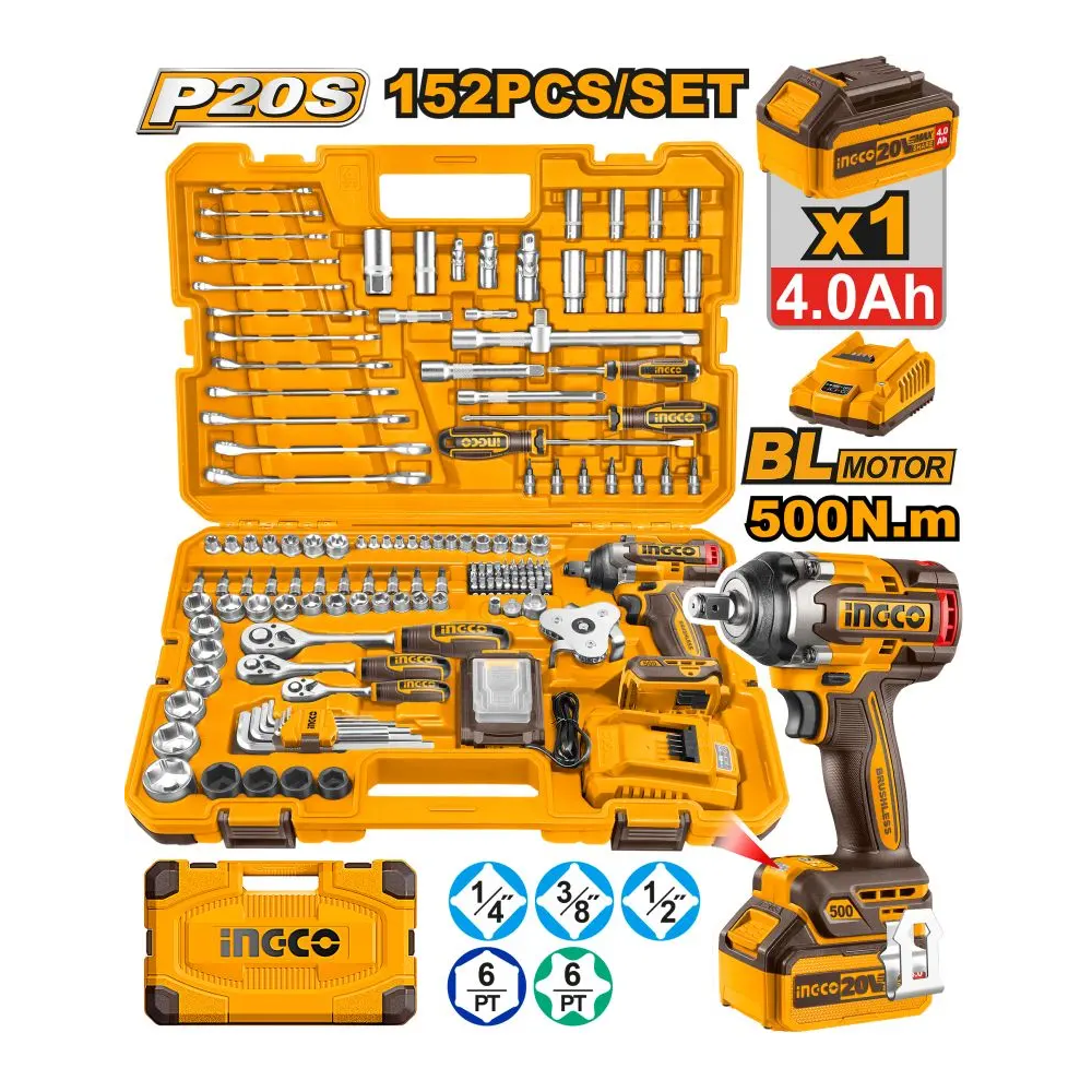 Набор инструментов INGCO HKTHP31521, для ударного гайковёрта, 152 элемента
