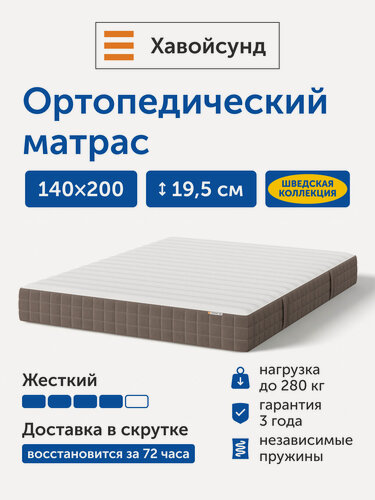 Изображение товара Ортопедический матрас IKEA/Икеа Хавойсунд, независимые пружины, 140х200 см