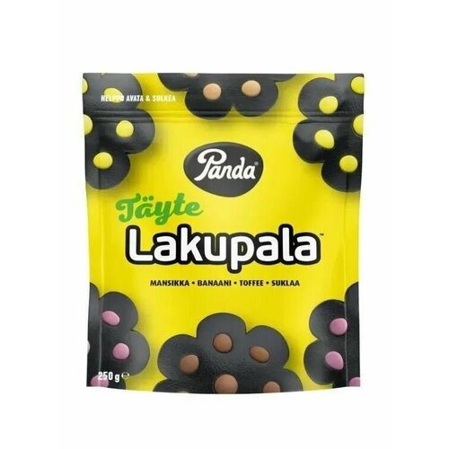 фото Panda lakupala tayte лакричные конфеты ассорти (шоколад, банан, карамель, клубника, 25%), 250 гр. (из финляндии)