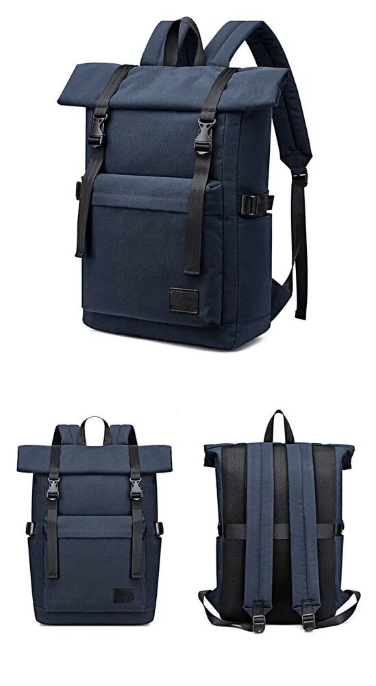 Рюкзак rolltop темно-синий, водоотталкивающий, для ноутбука 16", 20-35 л — фото 1