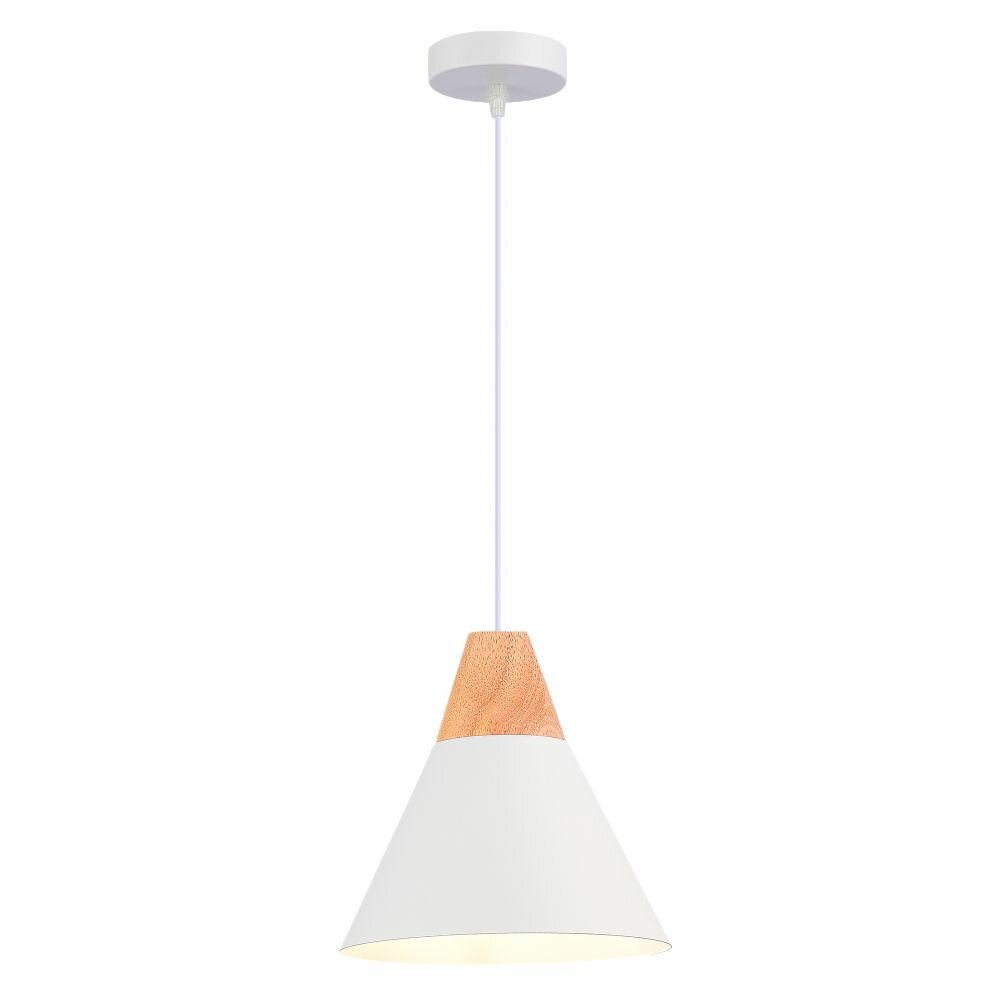 SLE125103-01 ST-Luce Светильник подвесной Белый/Белый, Светлое дерево E27 1*60W.