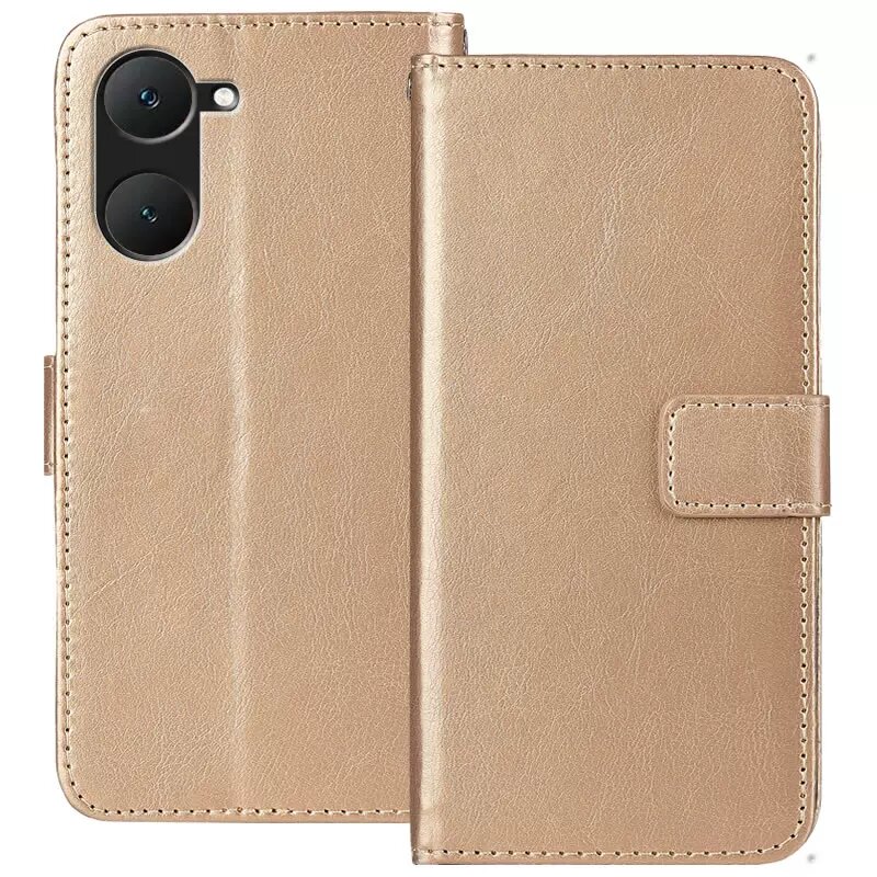 Чехол-кошелек для VIVO Y37 5G из шампанского золота, защитный с подставкой