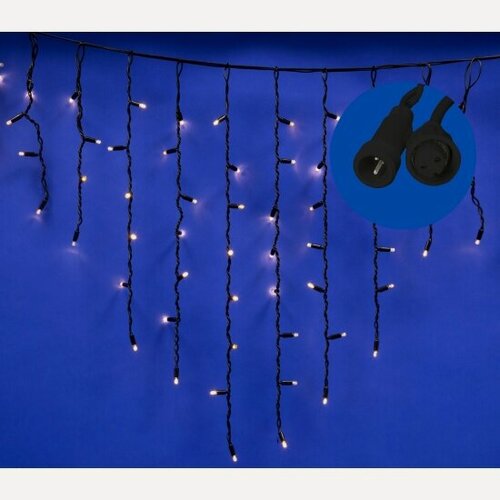 Изображение товара Бахрома светодиодная с эффектом мерцания Uniel ULD-B3010-200-TBK WARM WHITE IP67 3м. Соединяемая. 200 светодиодов. Теплый белый и белый свет. Провод черный, UL-00003934