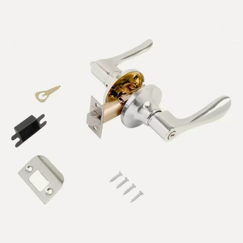 Изображение товара Защелка врезная Стандарт 8531 BK CP с фиксатором, цвет хром, артикул 134037. Надежная дверная фурнитура для вашего дома.