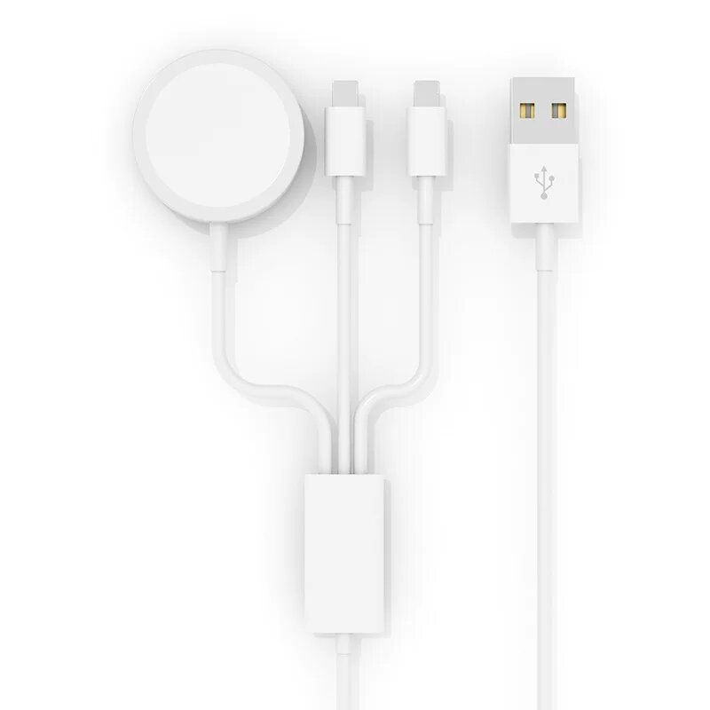 Беспроводная зарядка 3 в 1 для часов Apple и iPhone, кабель 1,2 м, порты Type-C и Lightning, поддержка быстрой зарядки
