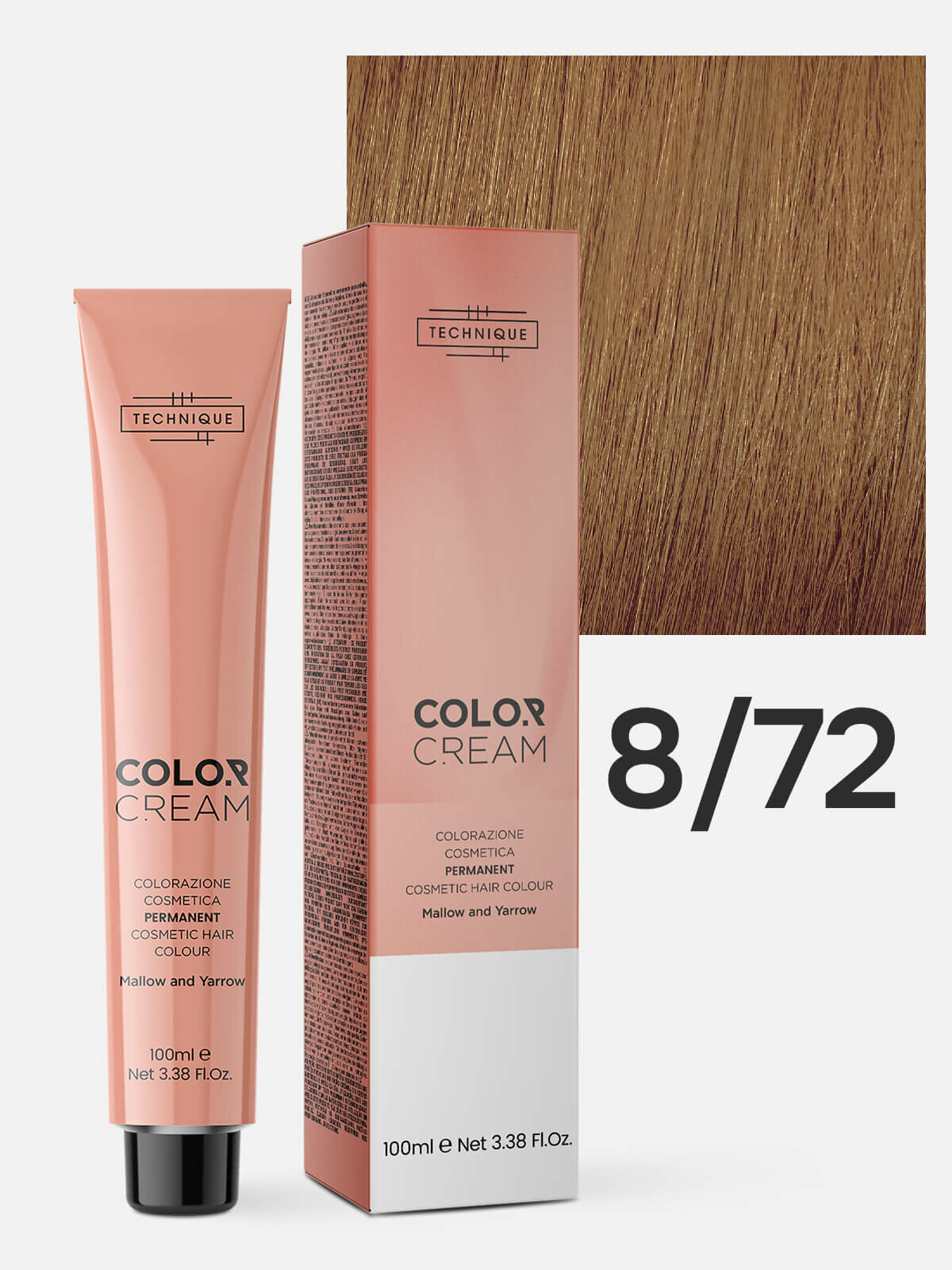 Крем - краска для волос профессиональная Technique Color Cream Permanent Cosmetic Hair Colour 8.72 Светлый русый Коричнево-фиолетовый, 100 мл