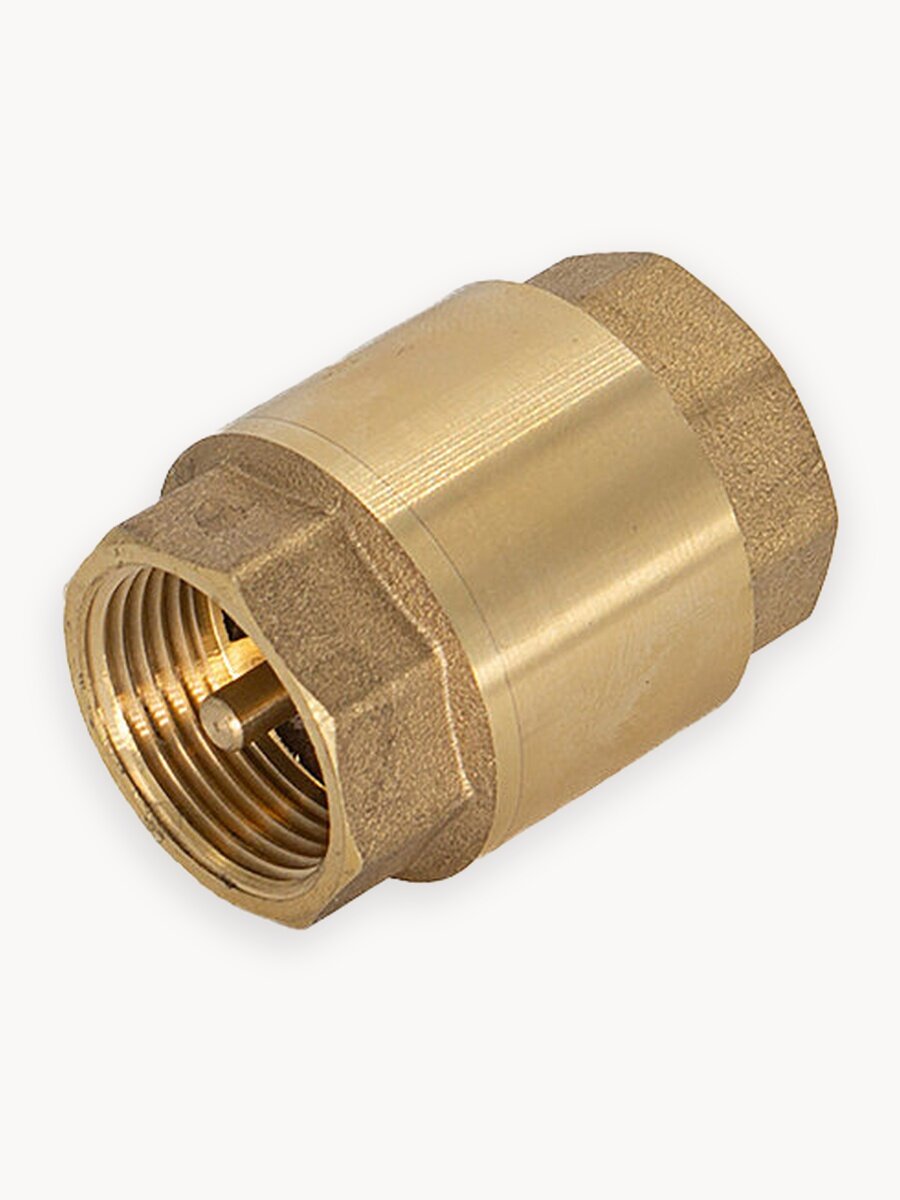 Обратный клапан ДУ 15 1/2 дюйма внутр-внутр латунь, пружинный с латунным штоком CTM